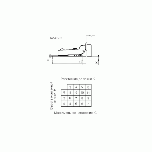 Петля для смежных дверей Firmax Click-on без пружины, угол открывания 100°, 48 мм