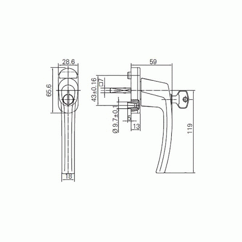 Ручка Rotoline с ключом без логотипа 35 мм, бронза/бронза R05.5