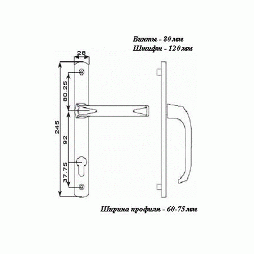 Гарнитур нажимной Elementis Deniz подпружиненный 28/92, серебристый RAL9006