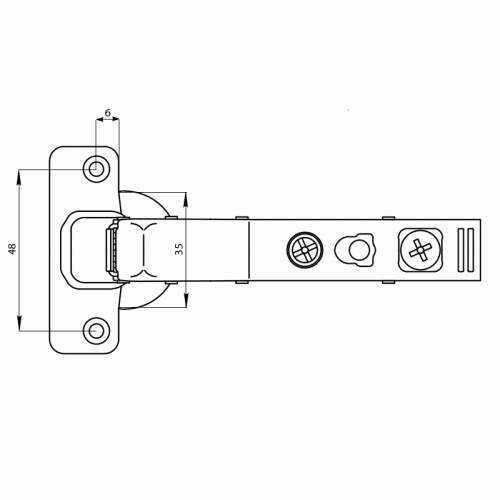 Петля Firmax для угловых дверей 45° Click-on Soft-Close, угол открывания 100°, 48 мм, под шуруп