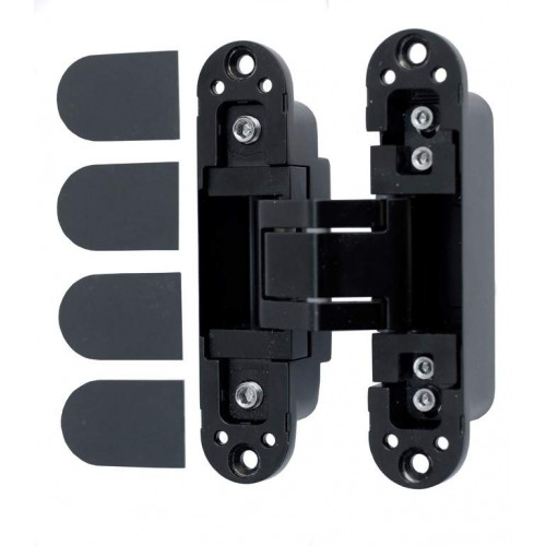 Петля скрытая Elementis, серия Italy, универсальная, 3D, 120x27 мм, 60 кг, цамак, черная, 2 шт