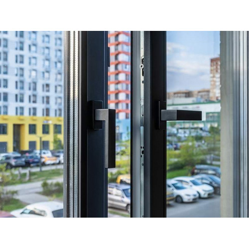 Ручка оконная Internika Dublin 35 мм, алюминиевая, 2 винта, черный матовый RAL9005M (45°)
