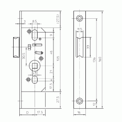 Защелка дверная KFV 68\F16\25\8 3284820