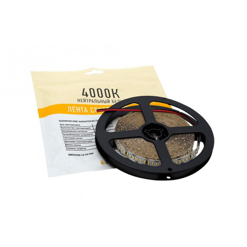 Лента светодиодная 3014/240, 12V, 5 м, нейтральный белый 4000К, IP20, 24W/м