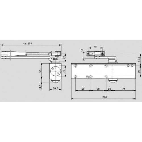 Доводчик Maxbar 200 EN2/3/4/5, с тягой, коричневый