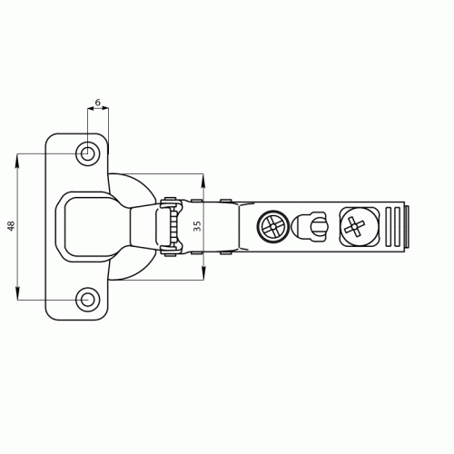 Петля для накладных дверей Firmax Click-on без пружины, угол открывания 100°, 48 мм