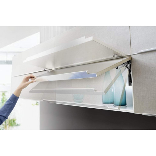 Подъемный механизм Top Stay SQ Push New для откидных фасадов, индекс нагрузки 1800-4000, высота h=250-500 мм, (ответная часть саморез и скотч), белый