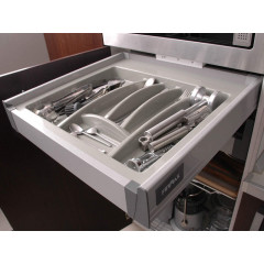 Лоток для столовых приборов Firmax, база 300-350 мм, H=45 мм, серый