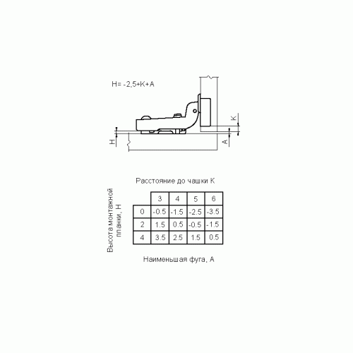 Петля для вкладных дверей Firmax Slide-on, угол открывания 110°, 48 мм, под шуруп