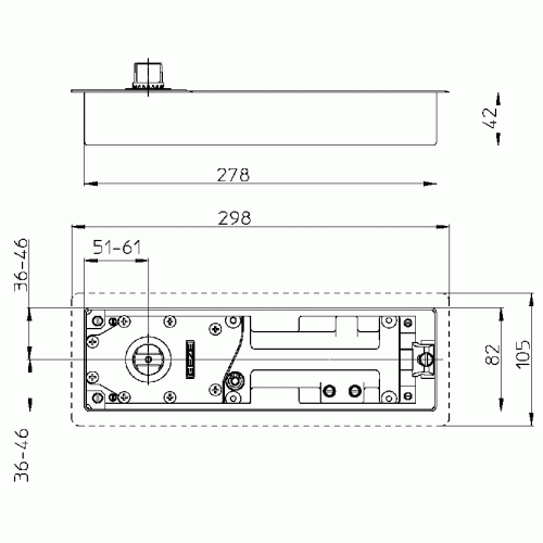 Доводчик Geze TS 500 EN3 напольный без фиксации, неокрашенный