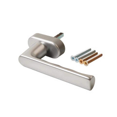 Ручка оконная алюминиевая Hoppe Hamburg SecuForte, штифт vario fit 32-42 мм, 45°, 2 винта М5х45, 2 винта М5х50, серебро
