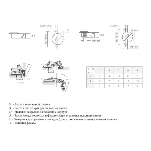 Петля для смежных дверей Firmax Smartline, clip On, Soft-Close, угол открывания 155°, 48 мм, 35 мм чашка