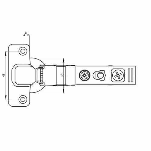 Петля Firmax для угловых дверей 30° Click-on Soft-Close, угол открывания 100°, 48 мм, шуруп