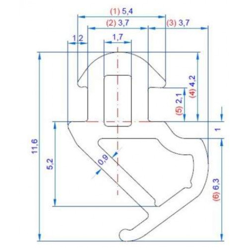 Уплотнитель совместим с профилем KBE 228 (рама, створка), EPDM, черный, 400  м