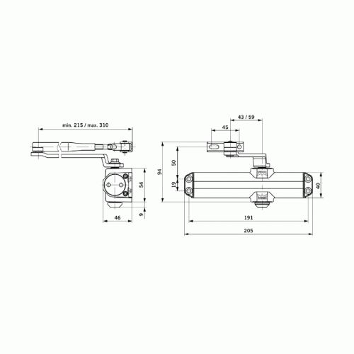 Доводчик Maxbar 100 Size2/3/4 с тягой, темно-коричневый
