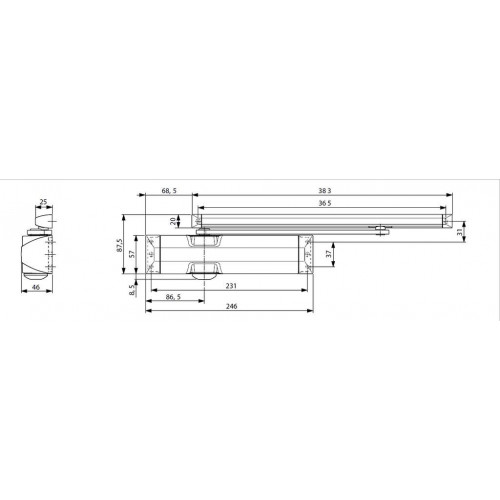 Доводчик dormakaba TS-90 Impulse EN3/4, с тягой, серебристый
