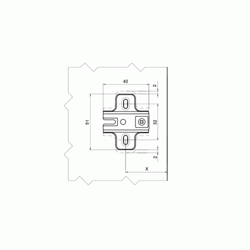 Планка монтажная Firmax для петель серии Slide-on, h=0, шуруп, 10  шт