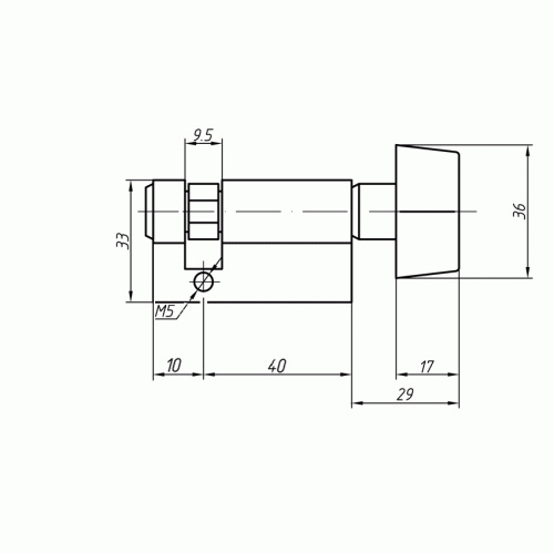 Цилиндр профильный Maxbar с плоской ручкой 848/K 10-40, никелированный