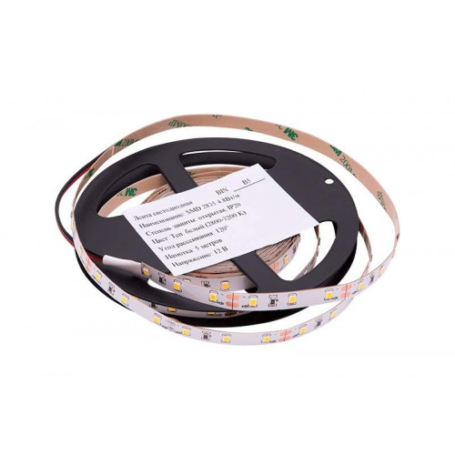 Лента светодиодная 2835/60, 12V, 5 м, холодный белый 6000К, IP20, 4.8W/м