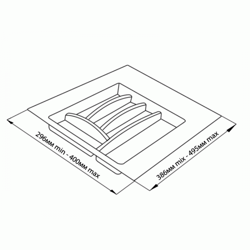 Лоток для столовых приборов Firmax, база 400-450 мм, H=45 мм, белый