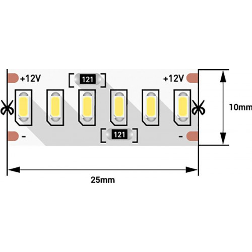 Лента светодиодная 3014/240, 12V, 5 м, нейтральный белый 4000К, IP20, 24W/м