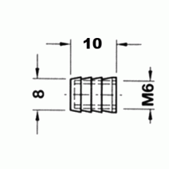 Муфта BU61 М6, d8х10 мм, пластик, 10  шт