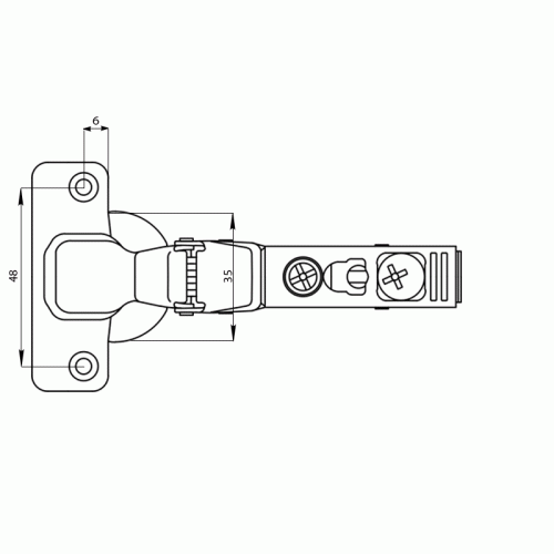 Петля для вкладных дверей Firmax Click-on Soft-Close, угол открывания 100°, 48 мм