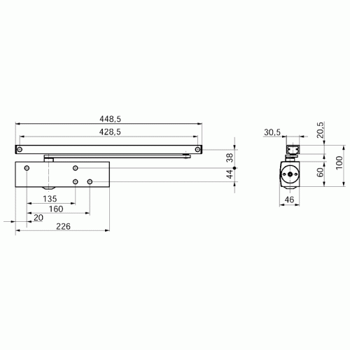 Доводчик Geze TS 3000 VBC EN1-4 (Back Check), без тяги, темная бронза