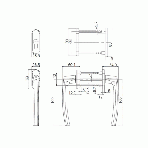 Гарнитур нажимной RotoLine Patio, бронза R05.5