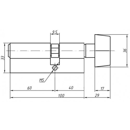 Цилиндр профильный Maxbar с плоской ручкой CVG/K 40(ручка)/60(ключ), никелированный
