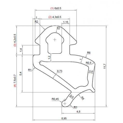 Уплотнитель совместим с профилем Veka 254 (створка), EPDM, черный, 400  м