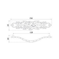 Мебельная ручка LACE, межосевое расстояние 128 мм, длина 128 мм, хром полированный, белый