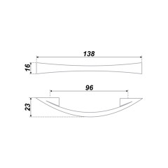 Мебельная ручка RS005CP.4/96, межосевое расстояние 96 мм, длина 96 мм, хром полированный