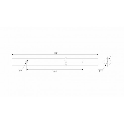 Пруток LINE, межосевое расстояние 192 мм, длина 192 мм, матовый чёрный