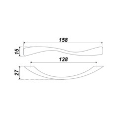 Мебельная ручка RS832CP.3/128, межосевое расстояние 128 мм, длина 128 мм, хром полированный