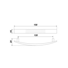 Мебельная ручка RS002SC.4/128, межосевое расстояние 128 мм, длина 128 мм, сатиновый хром