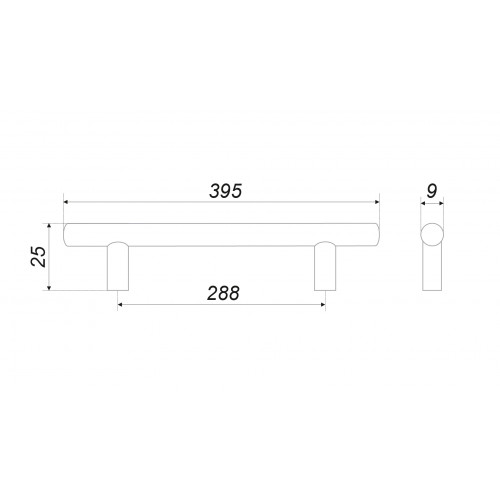 Мебельная ручка RR001SN.4/288, межосевое расстояние 288 мм, длина 288 мм, атиновый никель