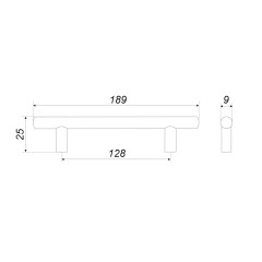 Мебельная ручка RR001SN.4/128, межосевое расстояние 128 мм, длина 128 мм, атиновый никель