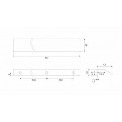 Мебельная ручка METRICA, межосевое расстояние 512 мм, длина 597 мм, брашированное атиновое золото