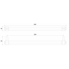 Мебельная ручка BAMBOO, межосевое расстояние 224 мм, длина 224 мм, старинная латунь
