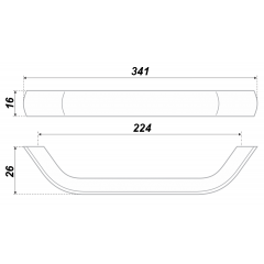 Мебельная ручка RS062CP.4/224, межосевое расстояние 224 мм, длина 224 мм, хром полированный