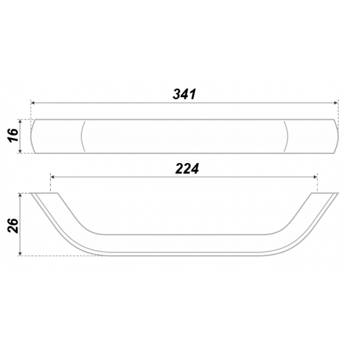 Мебельная ручка RS062CP.4/224, межосевое расстояние 224 мм, длина 224 мм, хром полированный