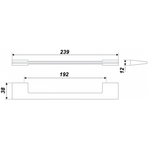 Мебельная ручка RS185CP.4/192, межосевое расстояние 192 мм, длина 192 мм, хром полированный