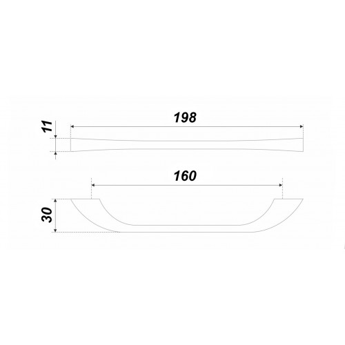 Мебельная ручка ARTLINE, межосевое расстояние 160 мм, длина 160 мм, матовый атласный никель