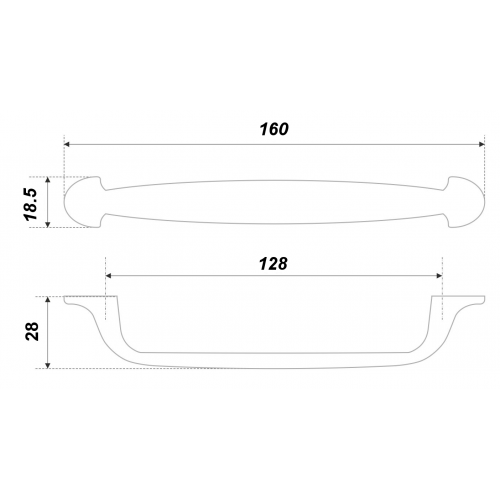 Мебельная ручка NOEL, межосевое расстояние 128 мм, длина 128 мм, матовый чёрный