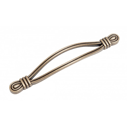 Мебельная ручка OLIVIA, межосевое расстояние 96 мм, длина 96 мм, матовая старинная латунь